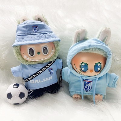 17cm拉布布娃衣大连英博运动队球运动球衣渔夫帽labubu坐坐派对