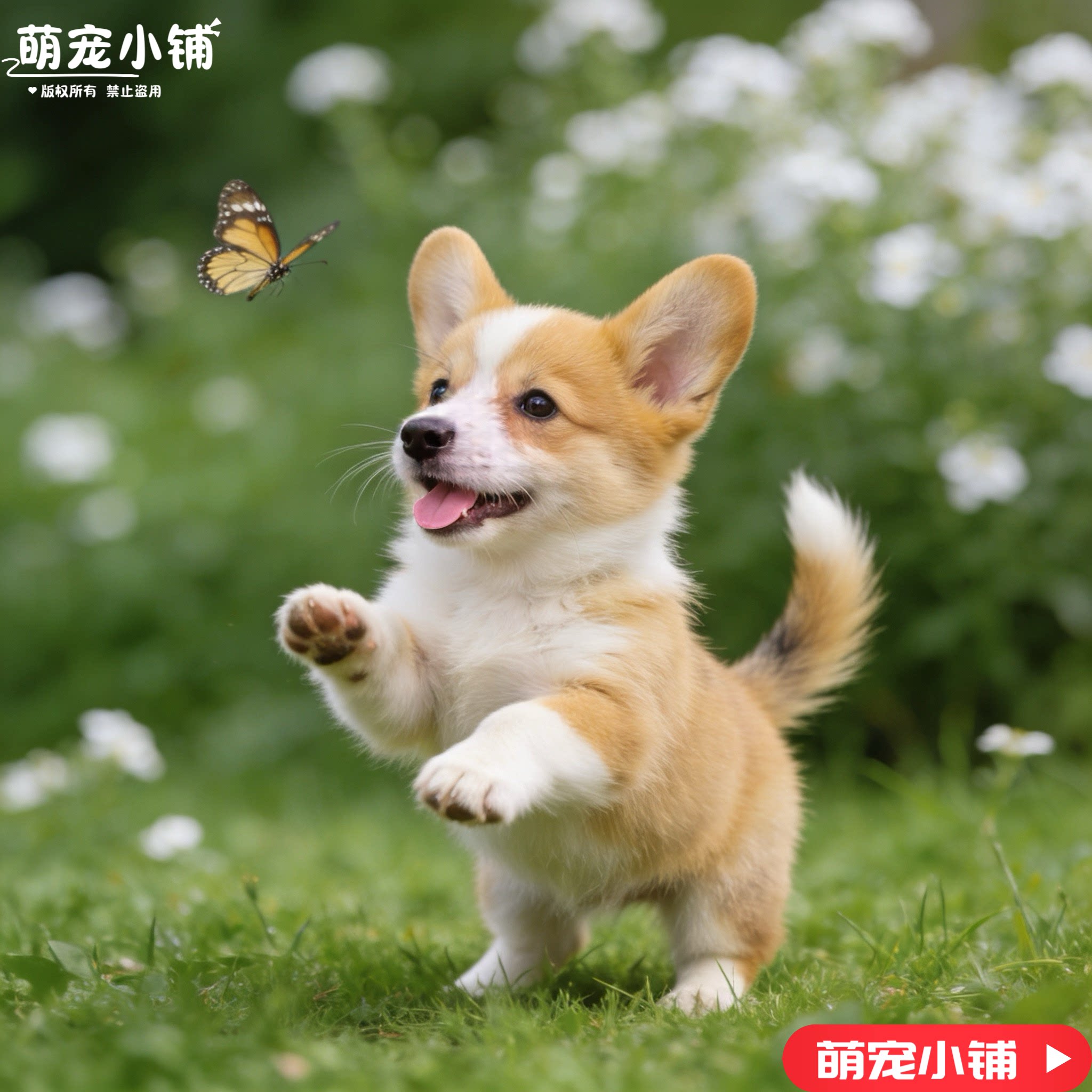 柯基幼犬黄白柯基小短腿黄白三色柯基小狗小型宠物狗可型柯基幼犬