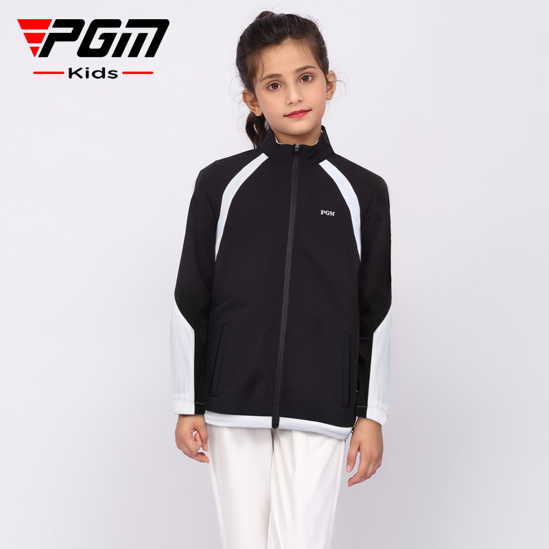 PGM儿童高尔夫衣服秋冬服装女童防风防雨立领拉链青少年外套厂家