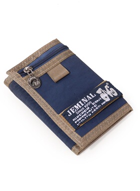 帆布钱包男学生三折叠短款潮流韩版高中少年简约小巧皮夹钥匙扣