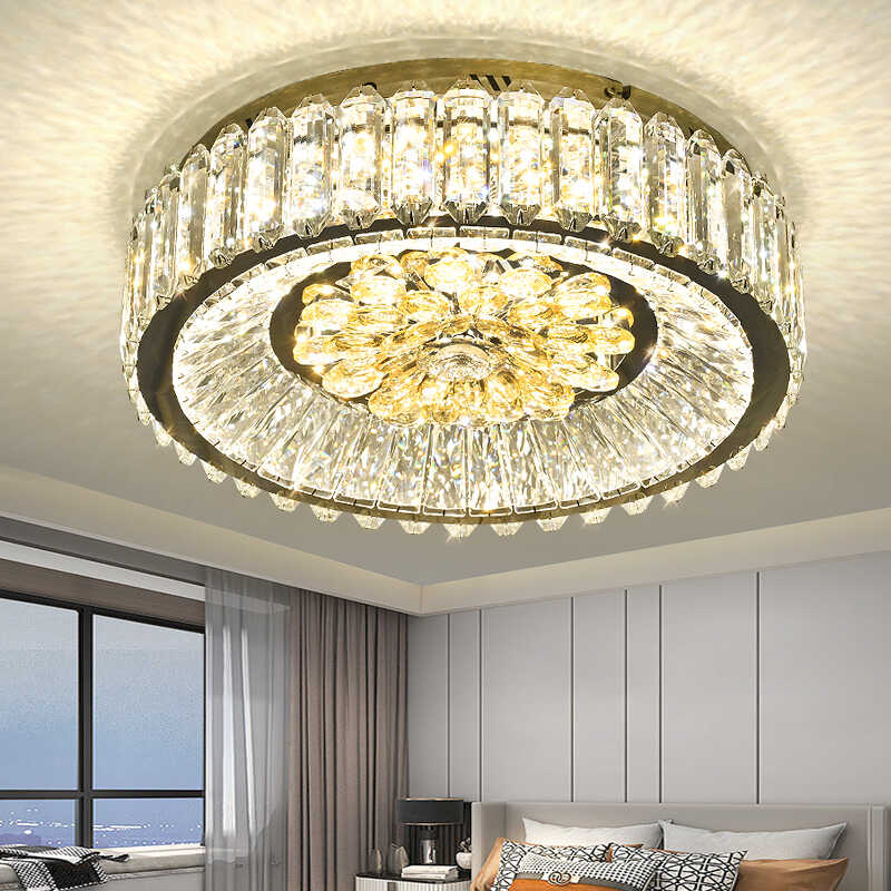 卧室灯主卧2024新款轻奢高级感大气睡房吸顶灯全光谱护眼水晶灯具