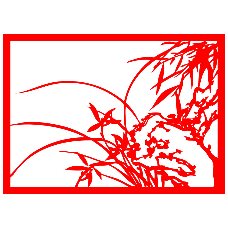 e826兰花四君子梅兰竹菊 花鸟剪纸刻纸无纺布中国风镂空剪纸成品