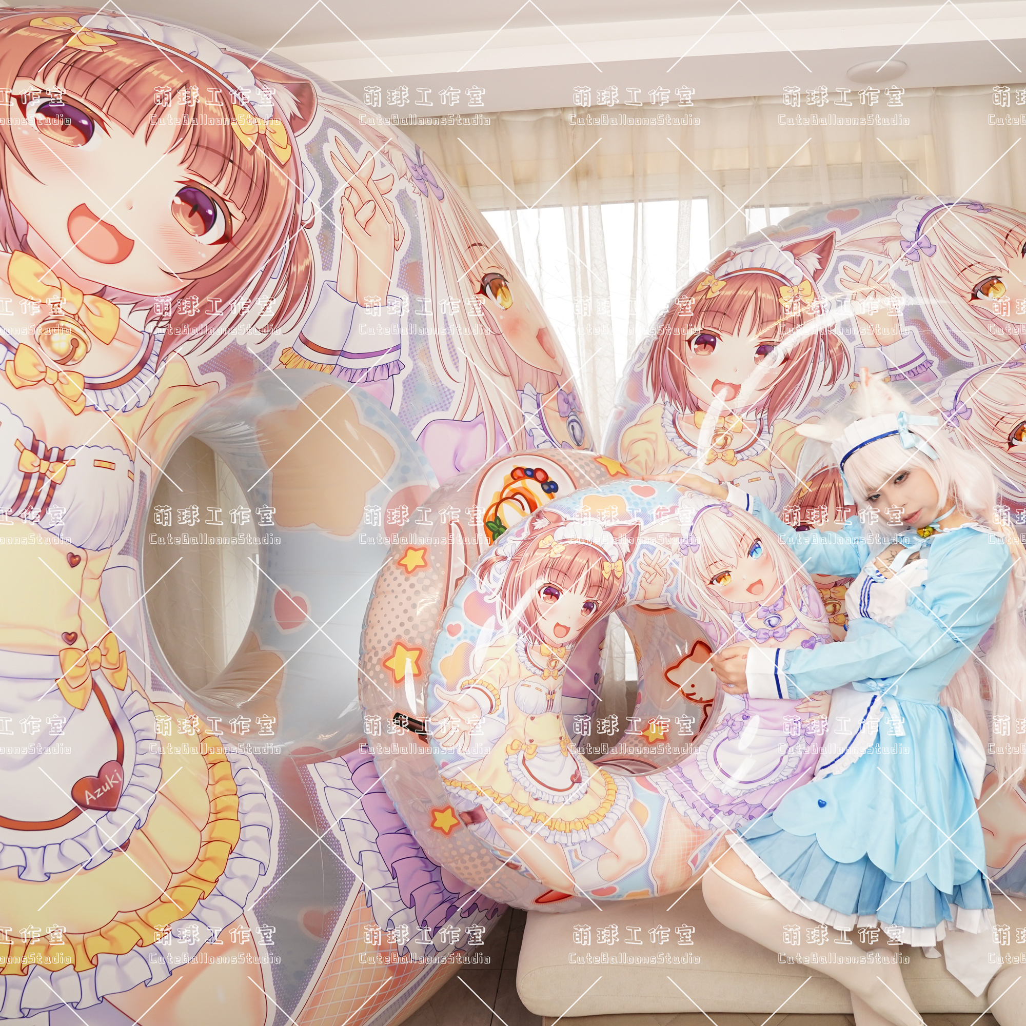 预售 红豆和椰子 猫娘乐园游泳圈 动漫周边充气迷恋looner