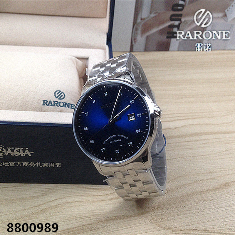 RARONE/雷诺手表 全自动机械男表蓝色表盘情侣表日历夜光8800989