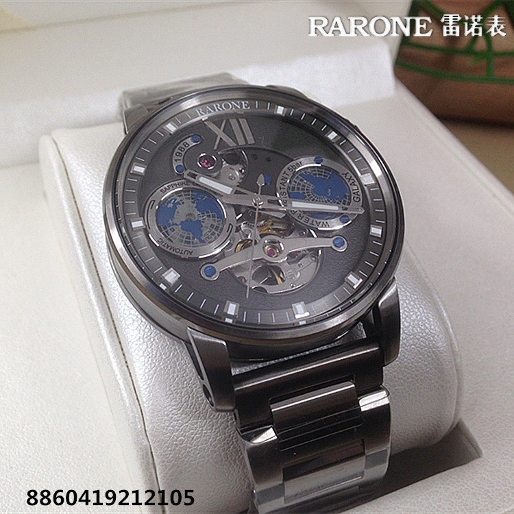 新款RARONE/雷诺手表机械男表镂空全自动商务夜光商场同款8860419