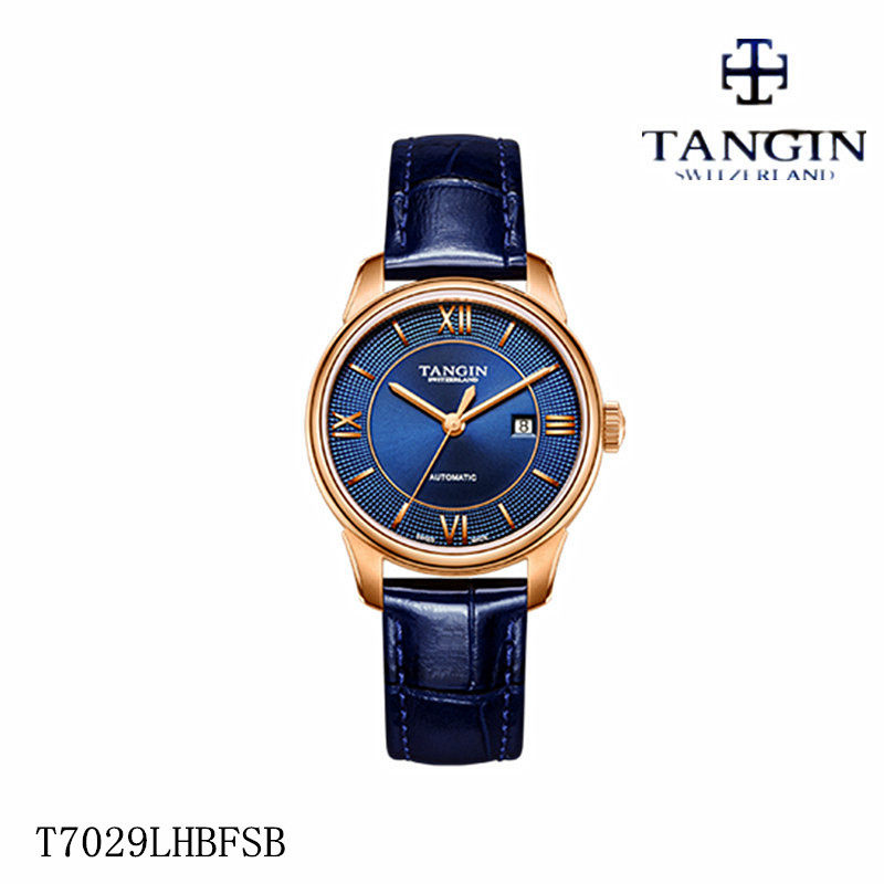 tangin瑞士全自动蓝色机械女表