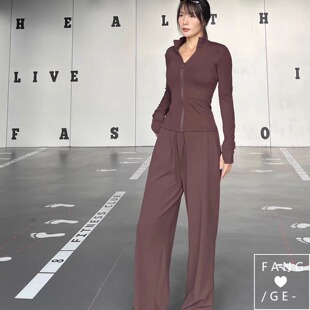 清仓特价 no退换裸感薄绒保暖直筒阔腿拖地垂坠健身舞蹈宽松长裤