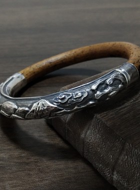 西藏999纯银管定制鸡血藤手镯