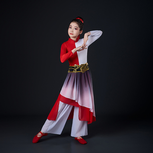 儿童天地龙鳞开场舞服装男女中国风打鼓服九州同红扇舞演出服女童