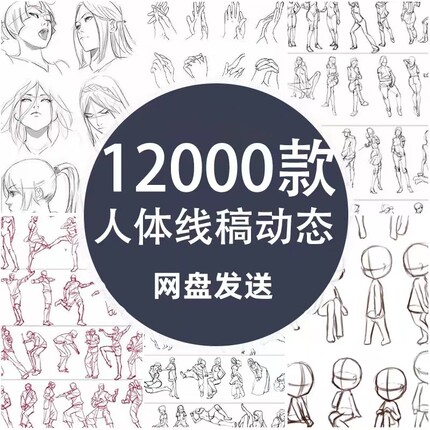动漫人体结构线稿素材合集美术临摹绘画漫画表情动态透视图片资料