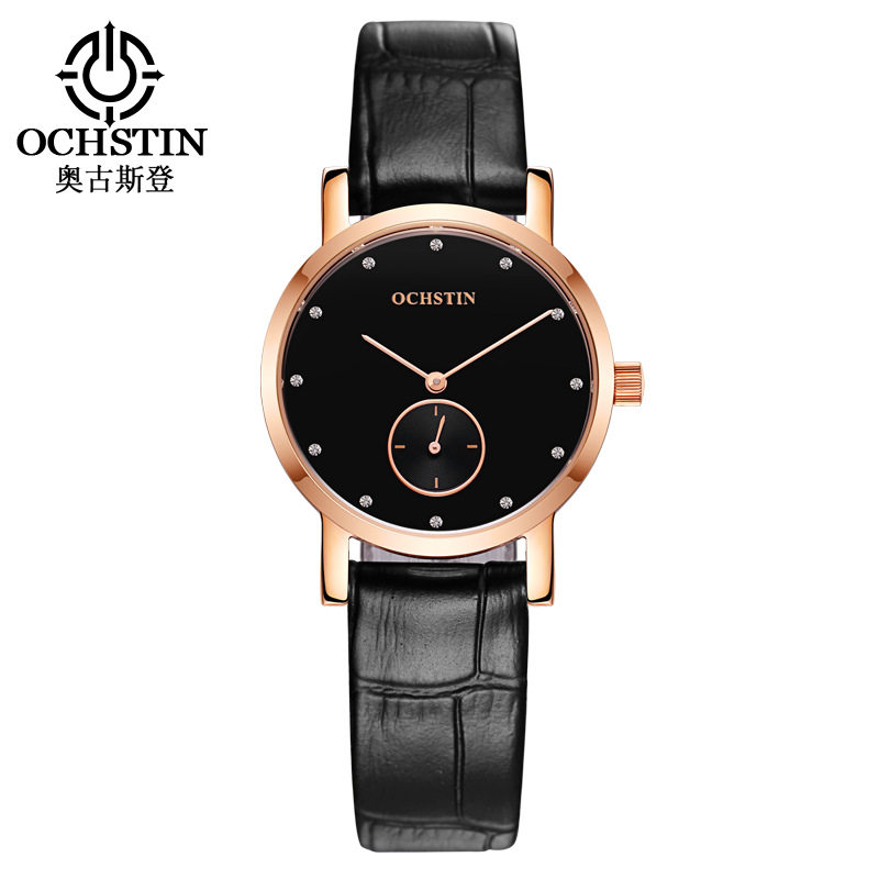 时尚潮流腕表·防水大表盘蓝宝石石英表奥古斯登真牛皮休闲