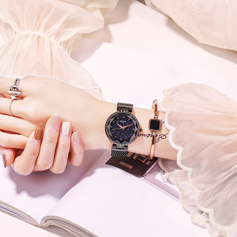 腕表士手表网链石英手表古欧百搭新款星空表盘精美女guou/时尚