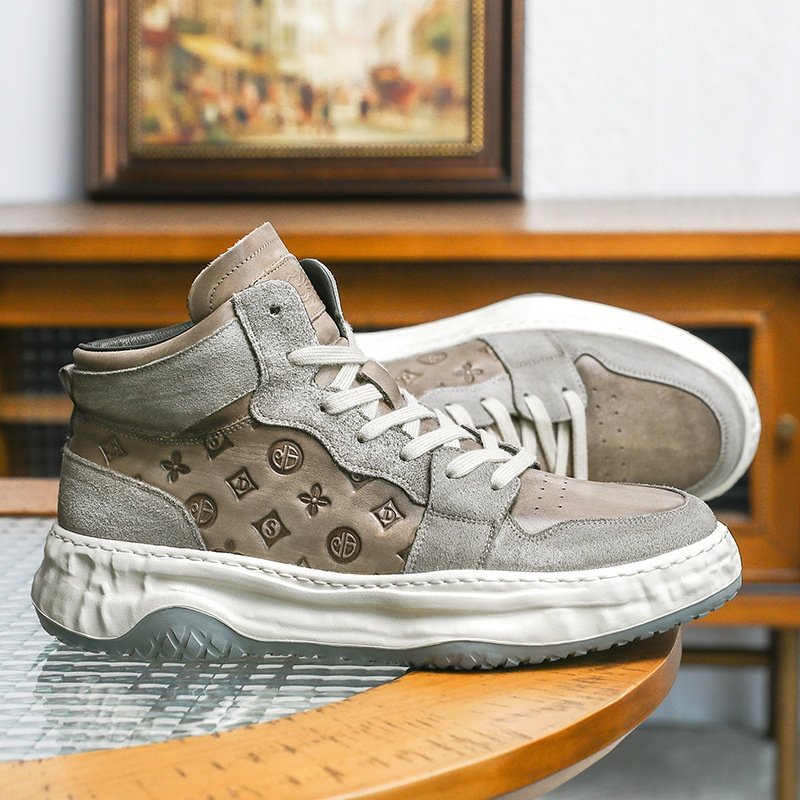 2023德赛新款秋冬男鞋高帮头层牛皮厚底加绒休闲复古板鞋,流行男鞋,时装靴,淘宝优惠券,粉丝福利购,淘宝优惠卷