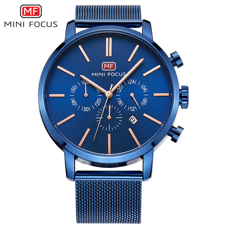 0023g男防水石英碗表士夜光休闲手表focus商务时尚mini日历