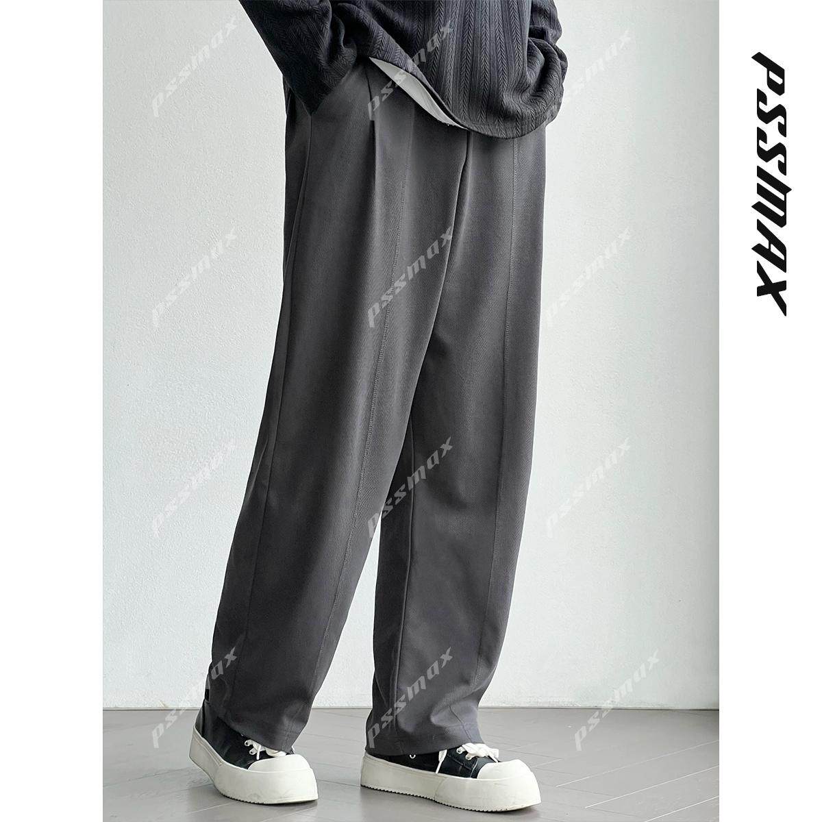 pssmax明线卡扣休闲裤直筒裤