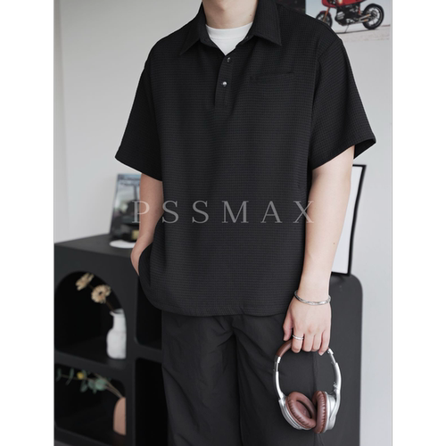 PSSMAX工装翻领宽松短袖T恤男款