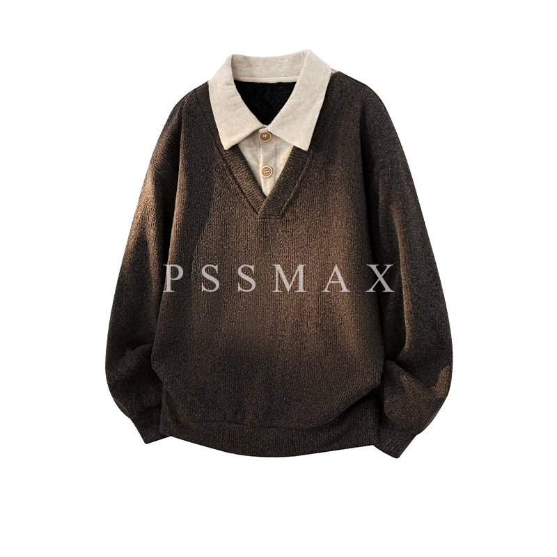 胖俗俗 PSSMAX撞色假两件2026秋季新款宽松休闲加厚长袖卫衣男