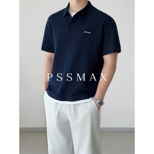 胖俗俗PSSMAX 夏季老钱风翻领POLO衫男大码微胖假两件宽松短袖T恤