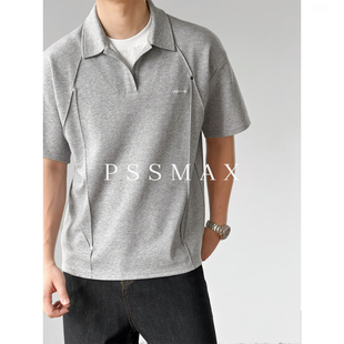 【现货】胖俗俗 PSSMAX折线几何解构Polo2026夏季新款休闲短袖T恤