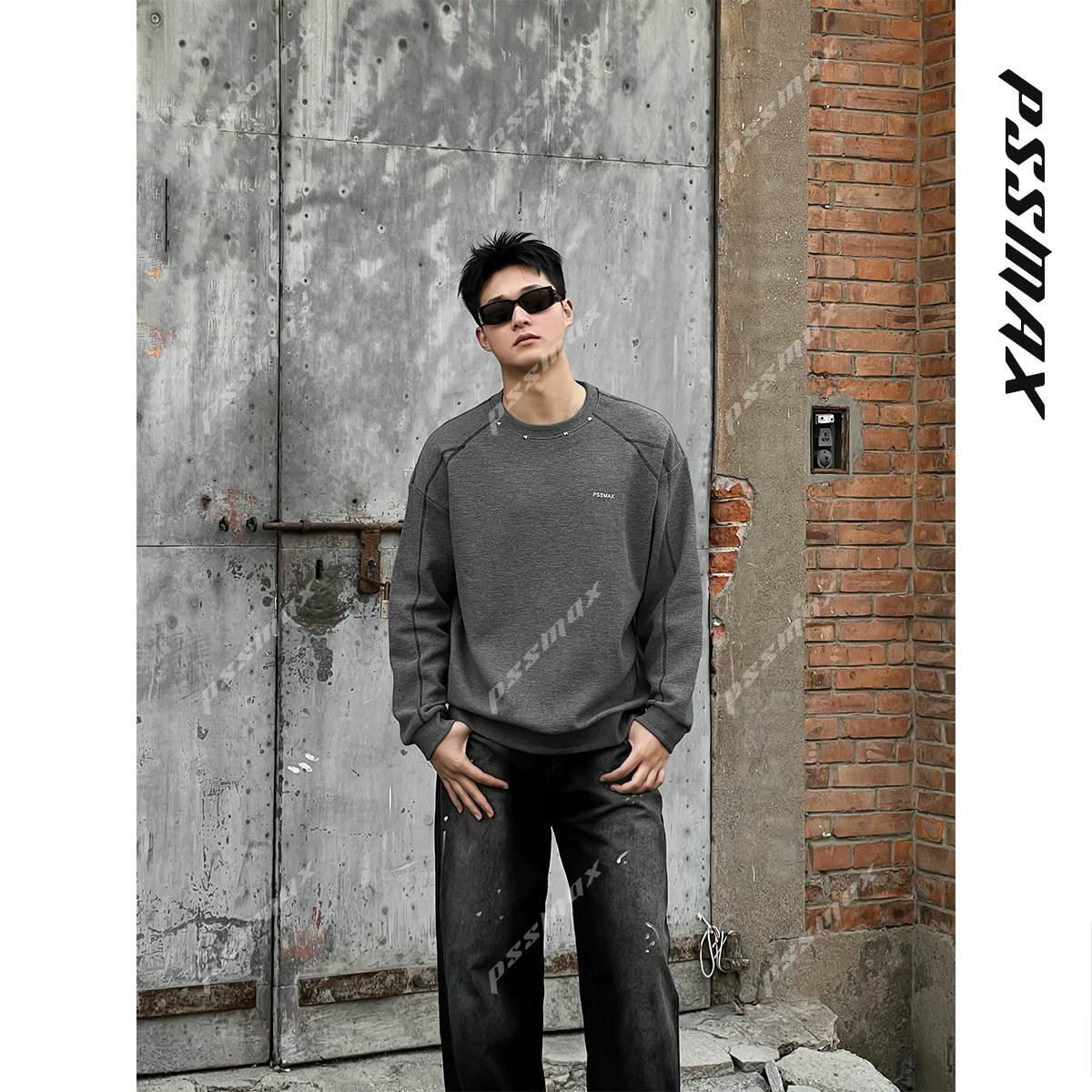 【现货】胖俗俗PSSMAX【骨线铆钉质感卫衣】秋冬新款保暖长袖打底