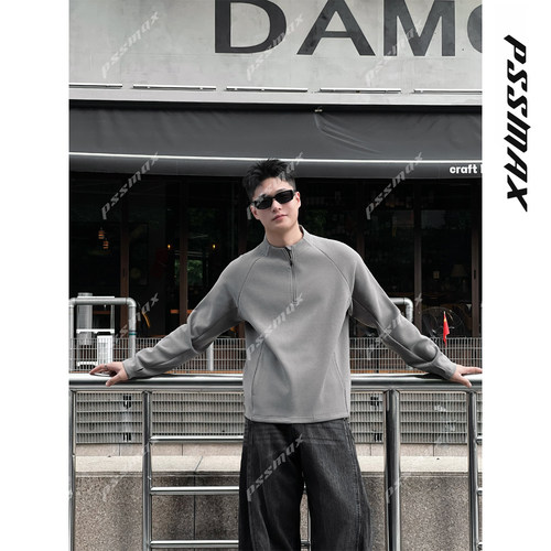 pssmax半开领美式重磅打底卫衣