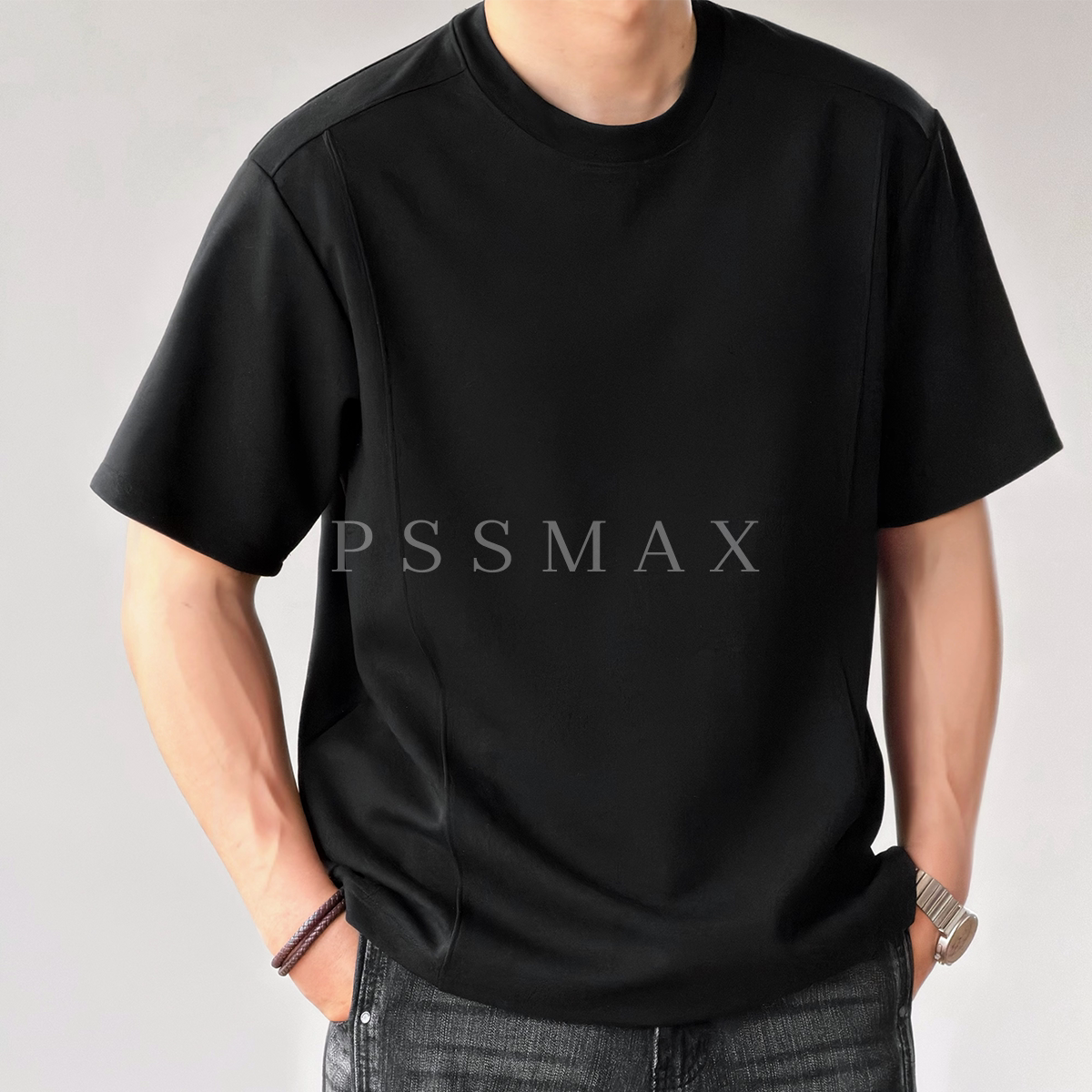 胖俗俗PSSMAX 2026夏季新款束迹隐线百搭休闲宽松圆领短袖T恤男