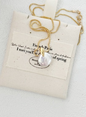 遗失的纽扣-小圆扣天然珍珠银镀金18K金项链简约百搭优雅可叠戴