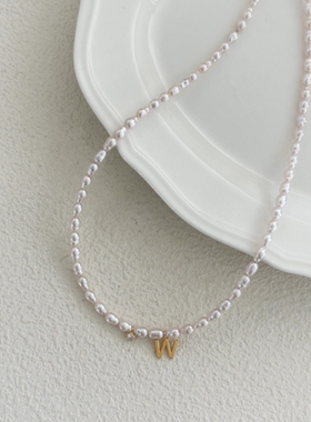 MissW-浮光拾贝天然淡水珍珠项链W字母项链18K镀金时尚潮流百搭