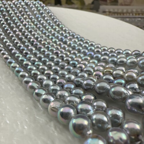 天然海水蓝炫光7mm真多麻串链半成品diy手工