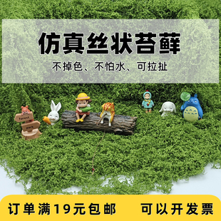 仿真丝状苔藓草皮假青苔微景观装饰盆景铺面造景入门展示柜铺底