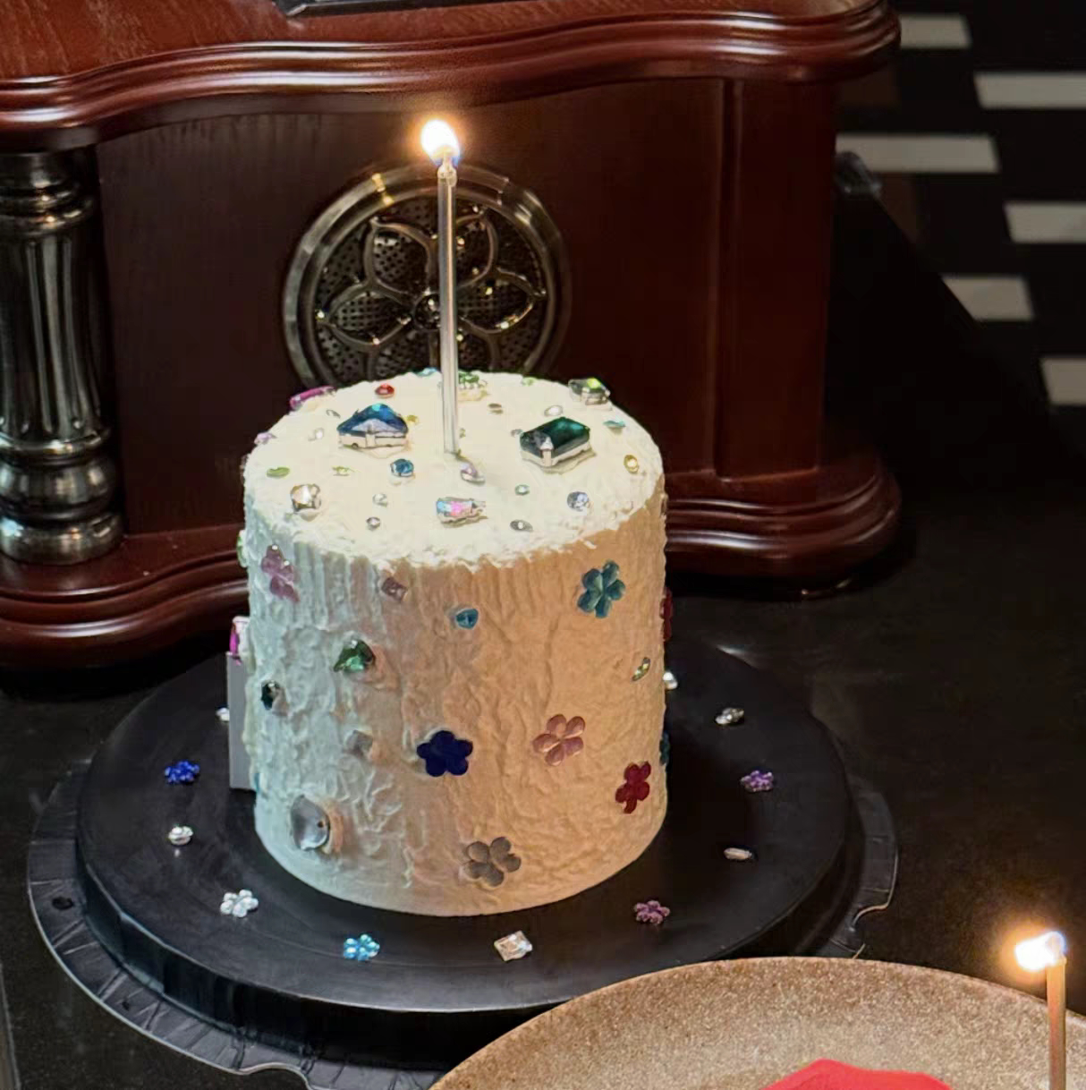 网红女神生日派对摆件甜品拍照氛围感装扮彩色宝石钻石蛋糕装饰