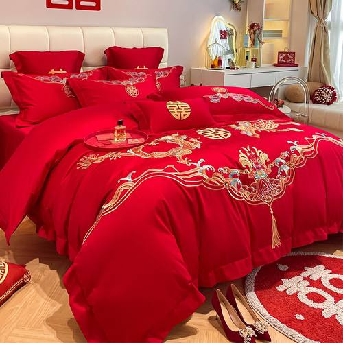 中式高档婚庆四件套大红