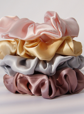 100%桑蚕丝发圈真丝大肠发绳无痕不伤发成人儿童扎发护发大号发饰