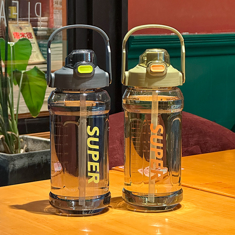 夏季带吸管户外运动健身水壶