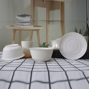 450ml一次性特厚碗食品级家用耐高温饭碗汤碗稻壳碗可降解餐具碗