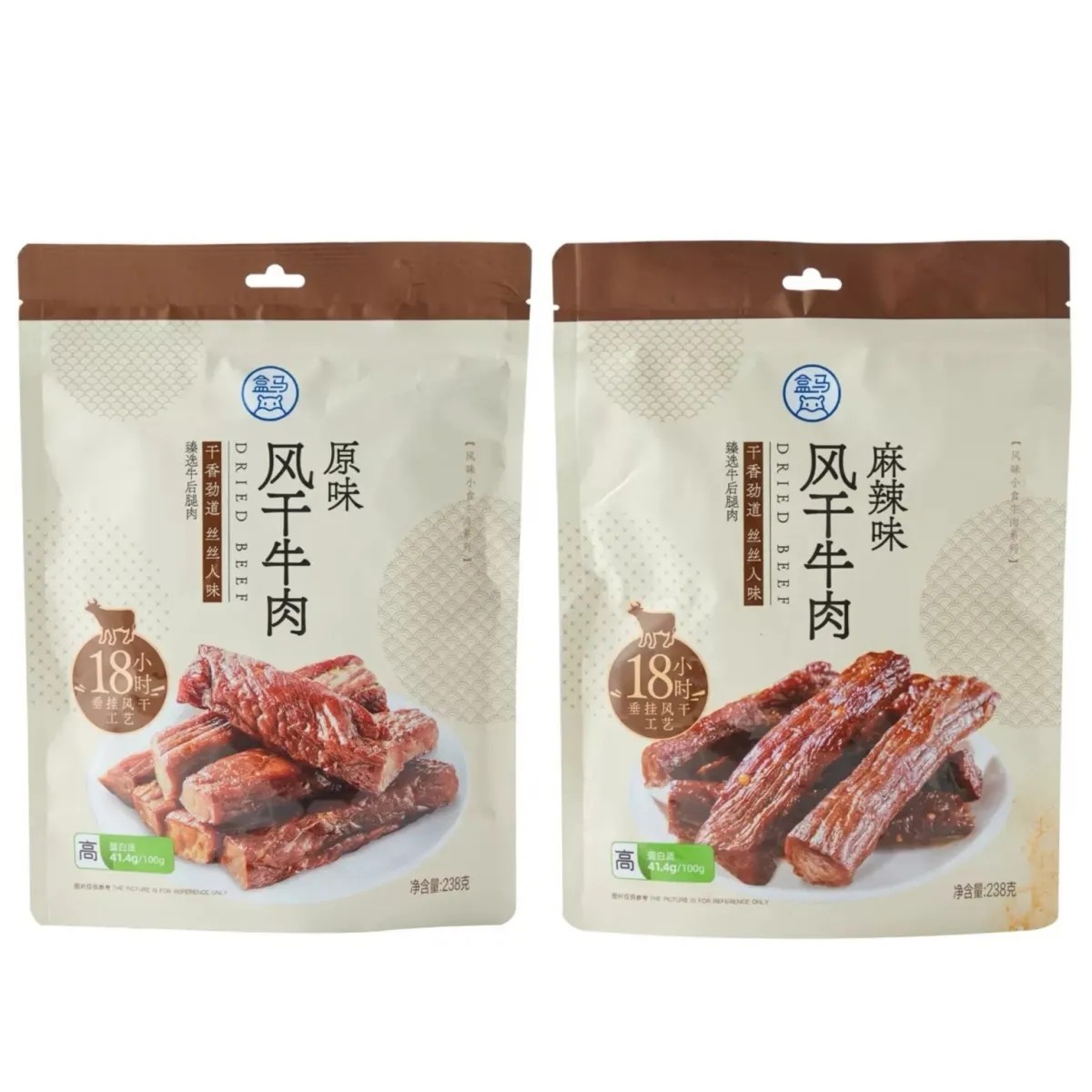 盒马代购 原味/麻辣 风干牛肉 238g 手撕超干风干牛肉干小吃零食