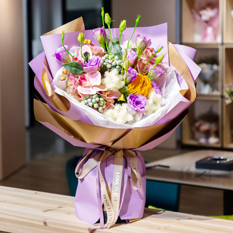 鎏金纸有金纸轻奢珠光纸奢华开业花艺包装纸鲜花花束包装材料防水