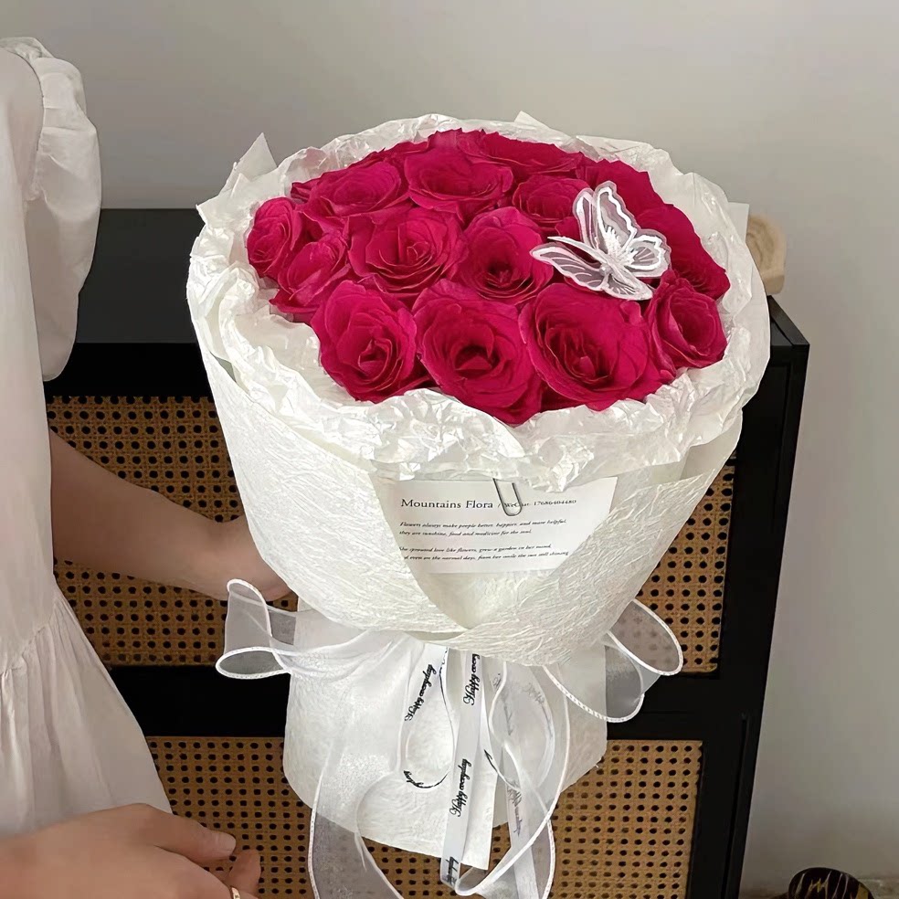 恒文手工花艺皱纹纸石纹肌理褶皱包装纸轻奢艺术纸创意鲜花包花纸