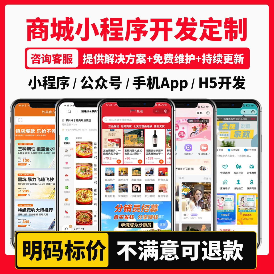 商城小程序开发微信小程序商城开发制作会员团购分销砍价社区团购