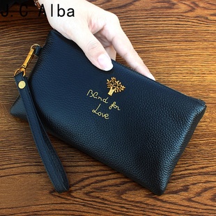 手拿包小手包头层牛皮零钱手机包 真皮迷你钱包女士woc信封包时尚