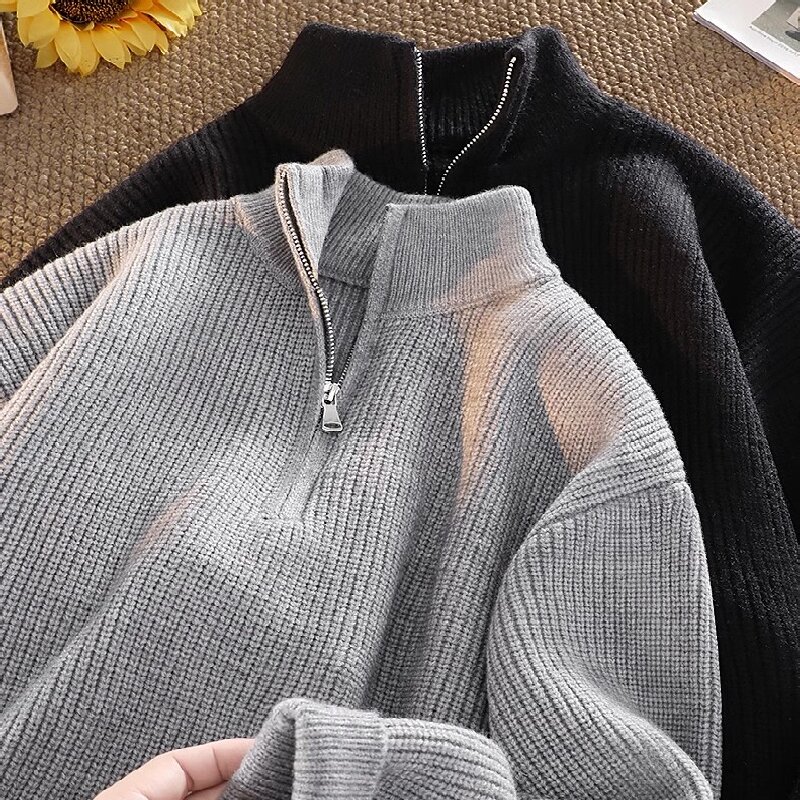 半拉链加厚保暖针织衫