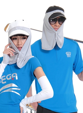 日本MEGA -3度高尔夫防晒围脖帽套男女防紫外线户外面罩冰丝凉感
