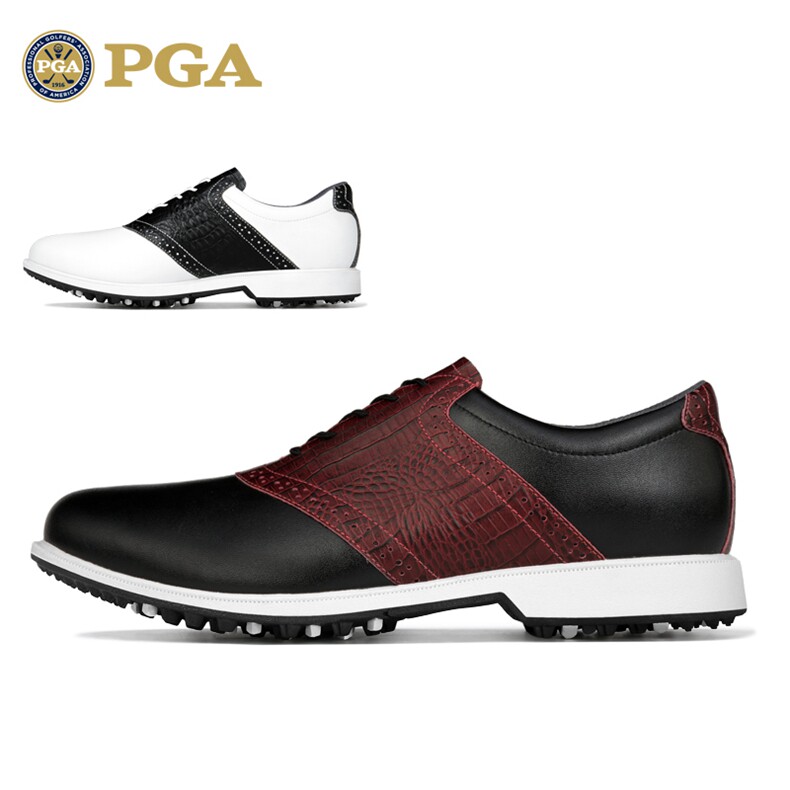 美国PGA高尔夫球鞋男士高档运动golf鞋子鳄鱼纹牛皮+超纤防滑鞋钉