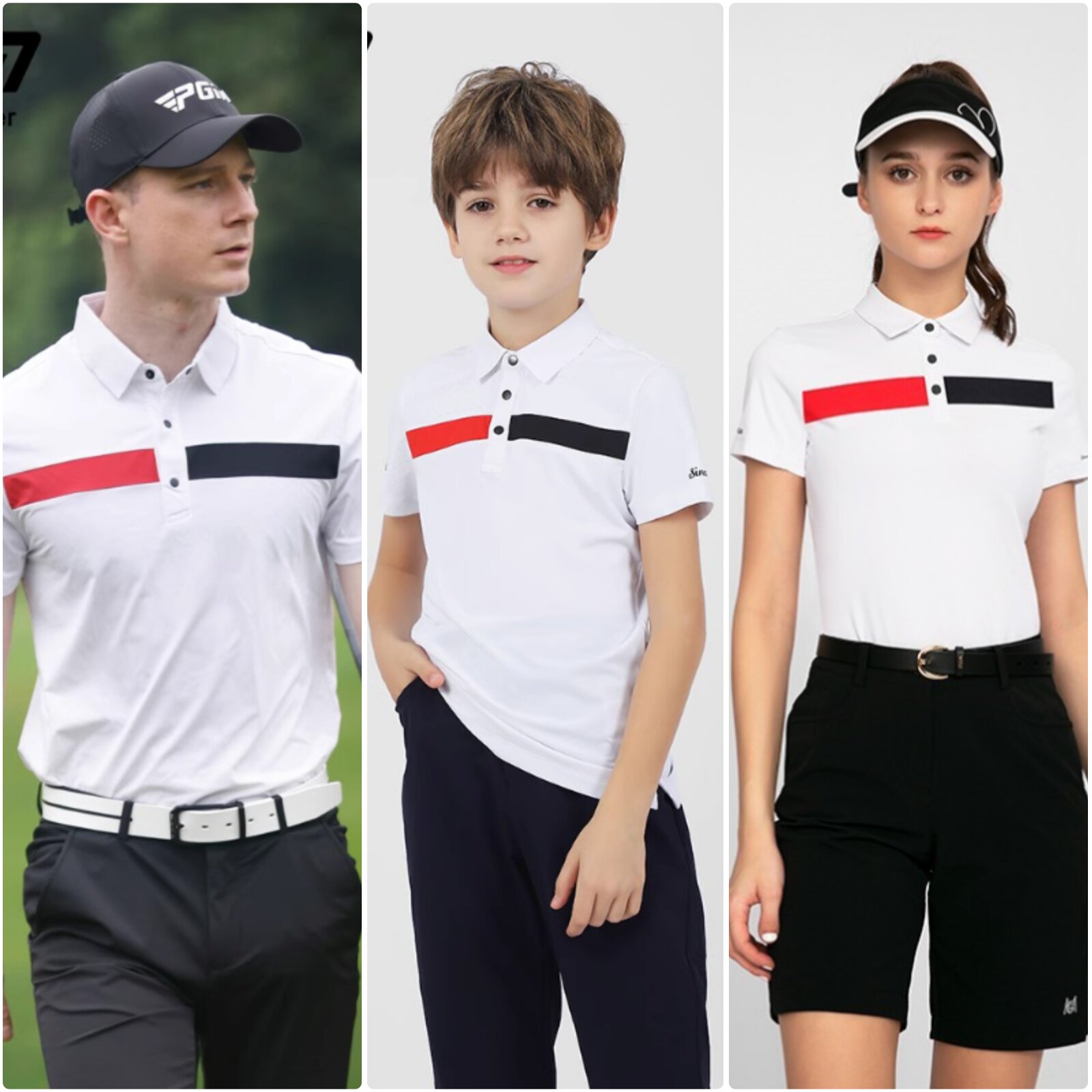 高尔夫球服装夏短袖T恤男女同款儿童亲子装衣服运动速干翻领上衣