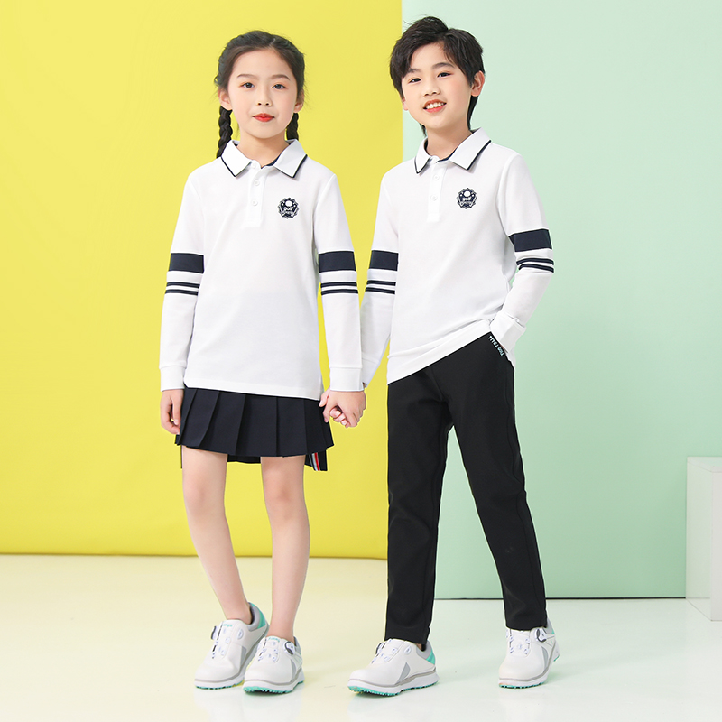 儿童高尔夫POLO衫男女童长袖T恤