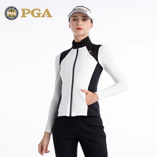 美国PGA 高尔夫服装女士马甲秋冬光发热内里女装背心夹棉运动外套