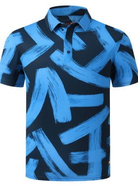 OC新款高尔夫短袖T恤男夏款翻领POLO衫时尚印花无痕速干运动上衣