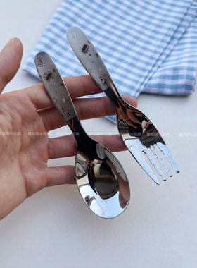 南瓜厨房316L不锈钢卡通西餐勺叉套装宝宝喂饭勺儿童餐具勺子叉子