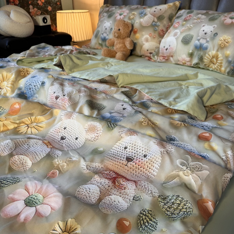 立体感数码印花卡通夏凉被四件套
