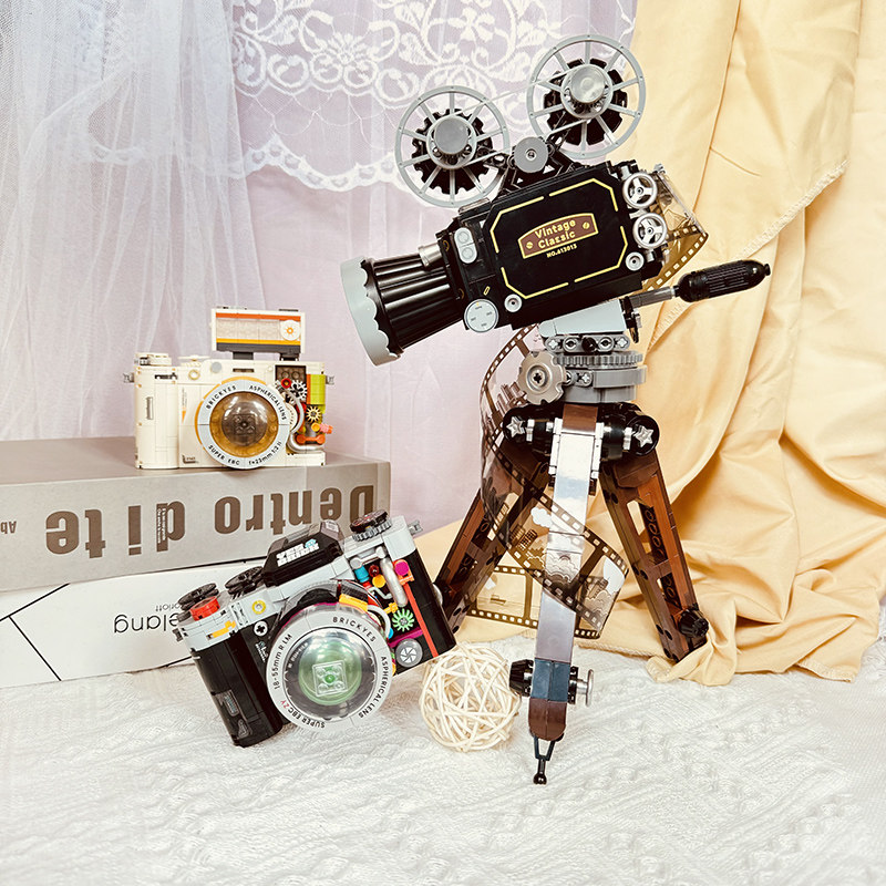 新款家电照相机模型积木复古摄影机仿真模型摆件女孩拼装玩具礼物